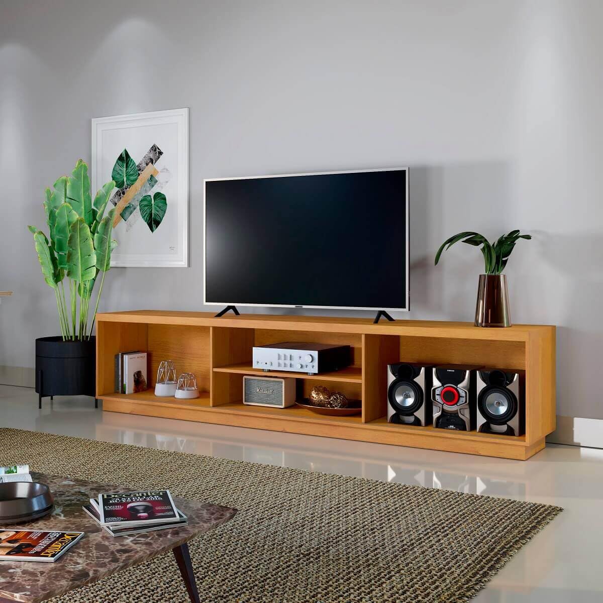 Mavaular Rack para TV de até 85 Polegadas Ripado 2 Portas Valencia