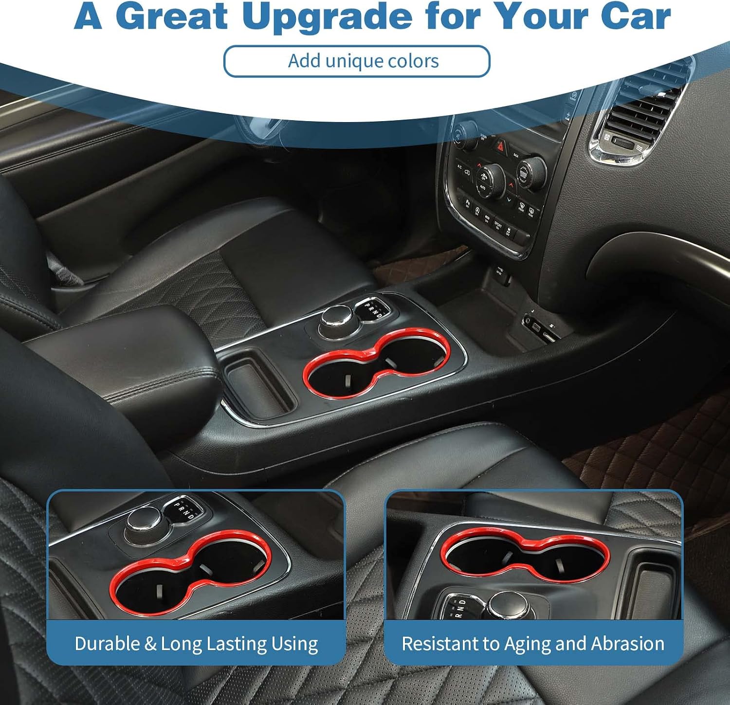 for Durango Front Cup Holder Trim Cover Frame for Dodge Durango 2011-2020 Red Interior Accessories 1pc