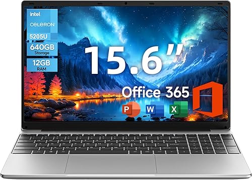 Laptop Jumper, 12 GB RAM 640 GB ROM, Office 365-1 año Procesador 5205U, Computadora de 15.6 pulgadas, Pantalla FHD IPS, Batería de 38Wh, 2 altavoces