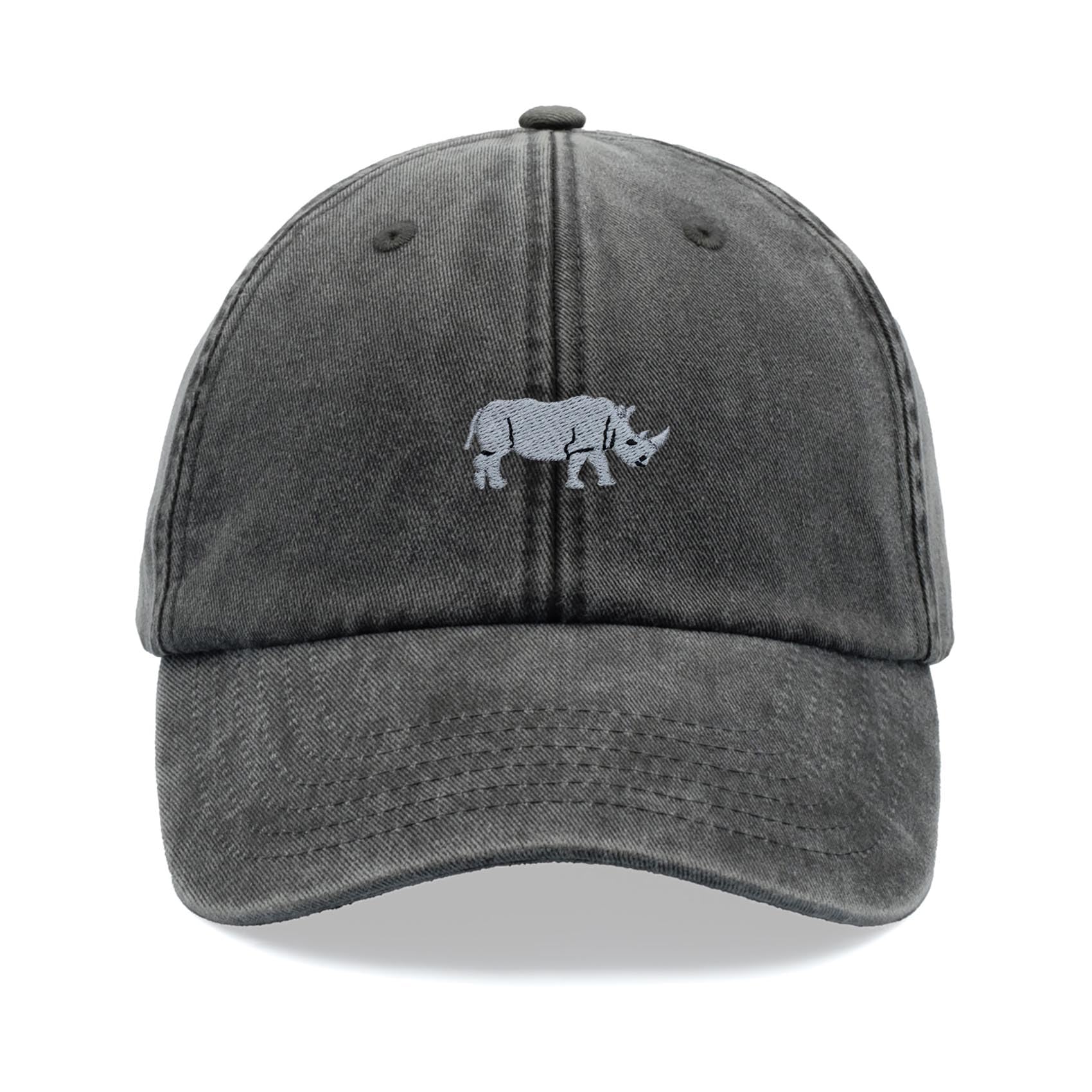 Cap Base Unisex Black Rhino Baseball Cap Vintage Washed Dad Hat Adjustable