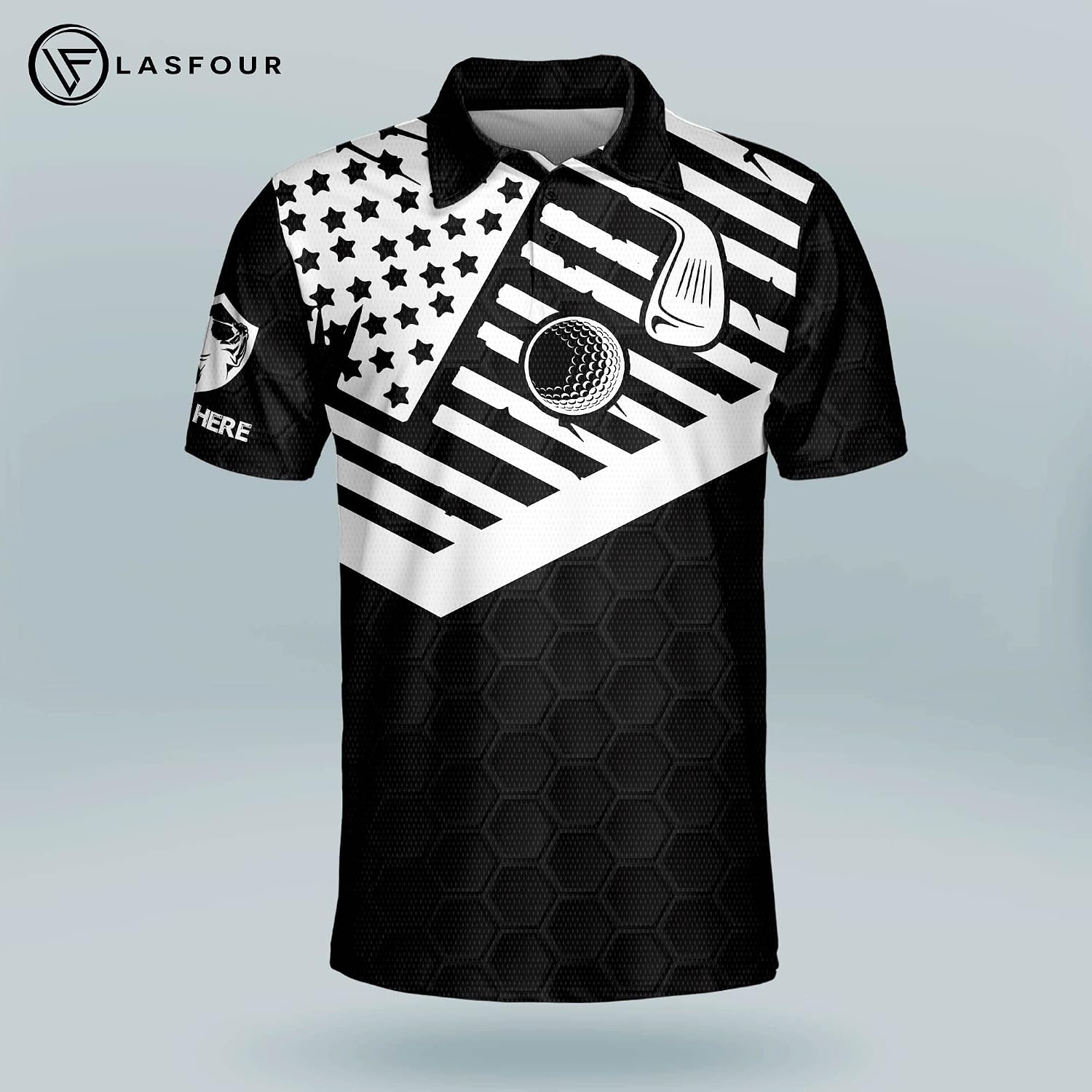 LASFOUR Custom Funny Golf Shirts for Men, Crazy Golf Polo Shirts for Men, Cool Golf Shirts Dry Fit Short Sleeve Polo for Men