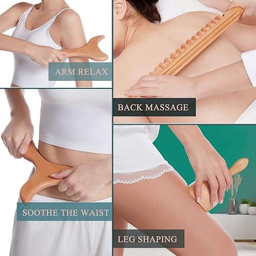 Miniatura 5 de Herramientas de masaje de terapia de madera 6 piezas kit de maderoterapia Colombiana herramientas de esculpir cuerpo de madera profesional