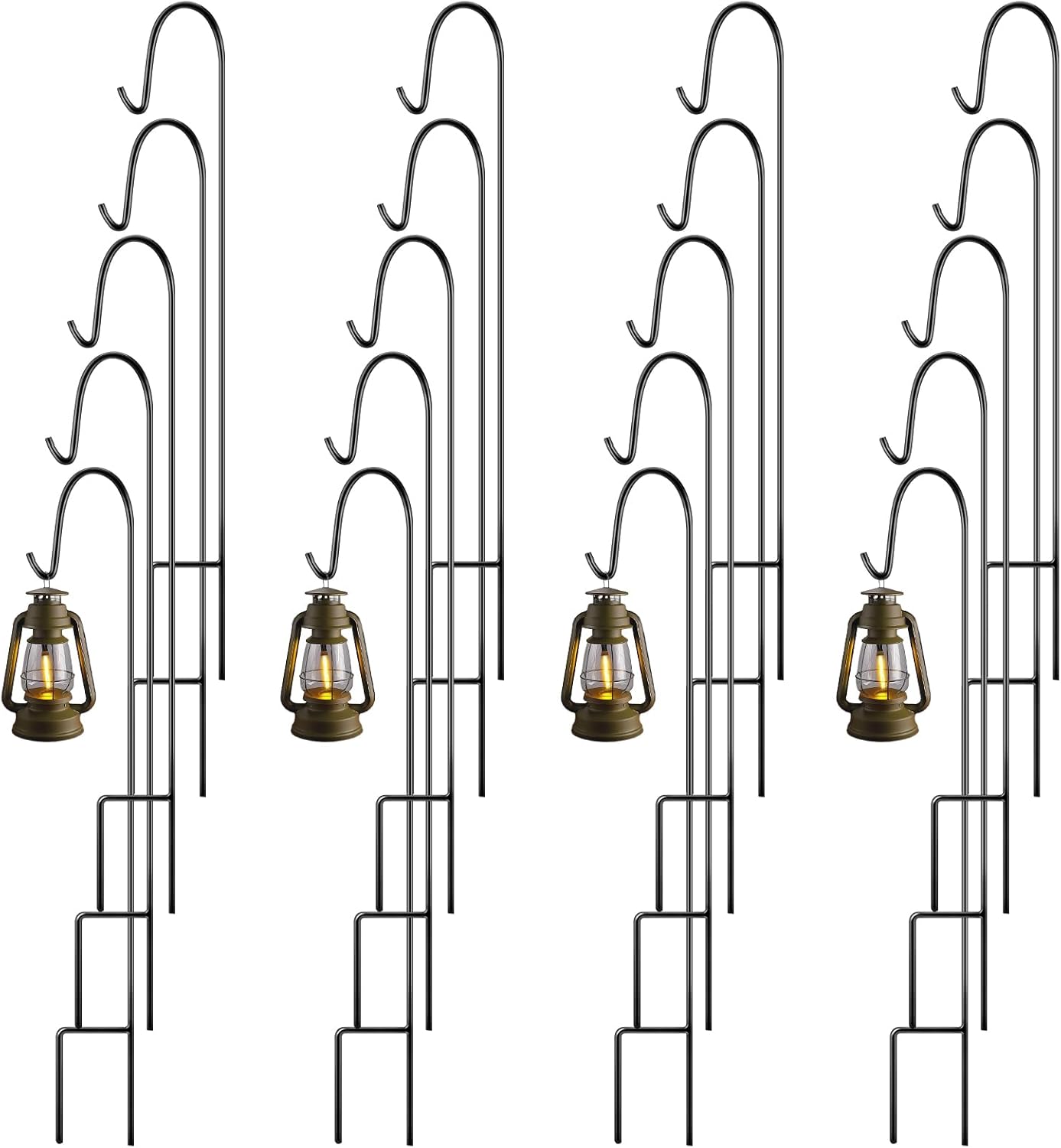 Shimeyao 20 Pcs 18 Inch Small Shepherds Hook for Outdoor Adjustable Bird Feeder Pole Metal Steel Shepard Hooks for Hummingbird Stand Feeder Pole for Garden Plant Lantern Hanging Wedding Decor