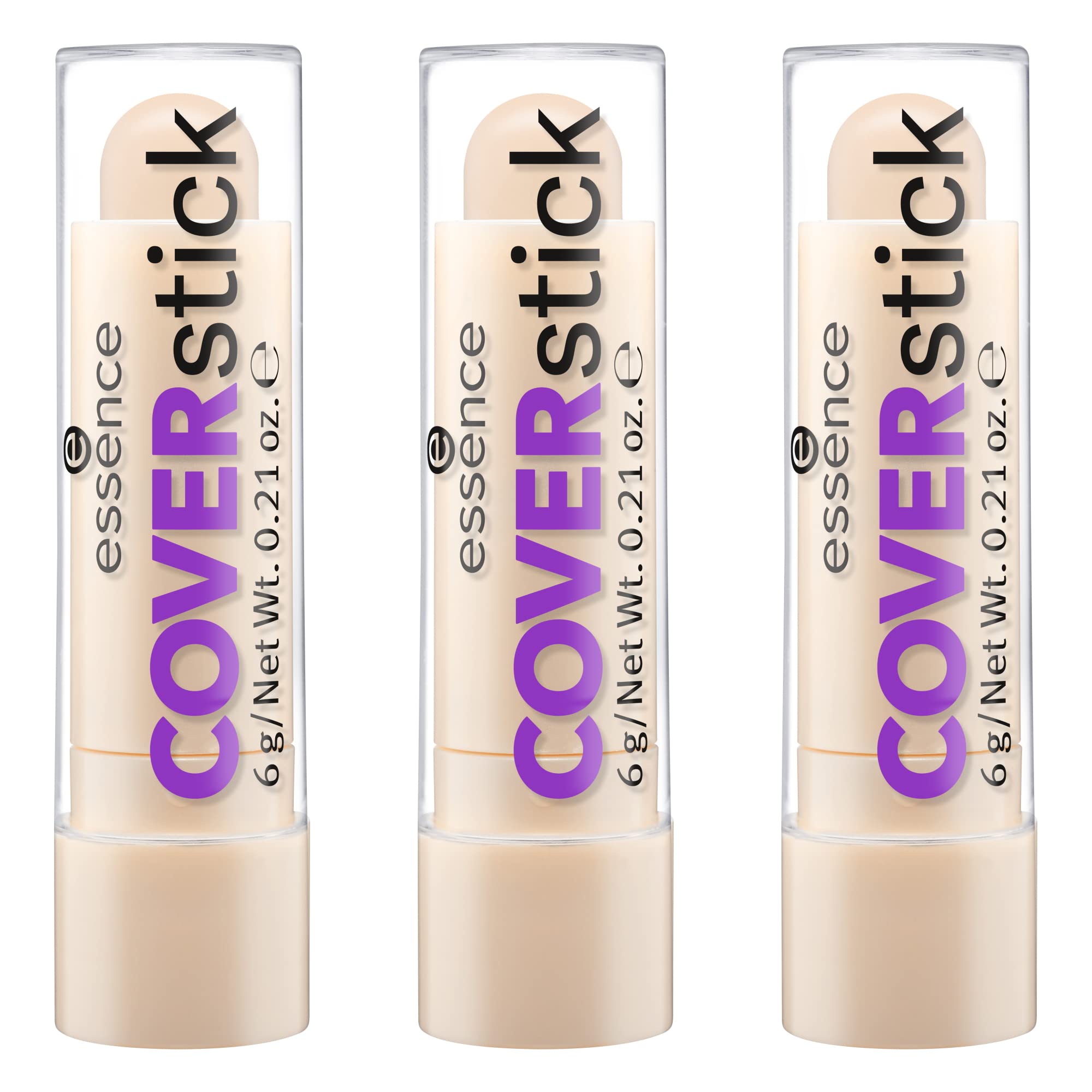essence COVERstick, Make up, essence Concealer, langanhaltender Abdeckstift, Schminke, 3er Pack (3x6g), Nr. 10 Matt