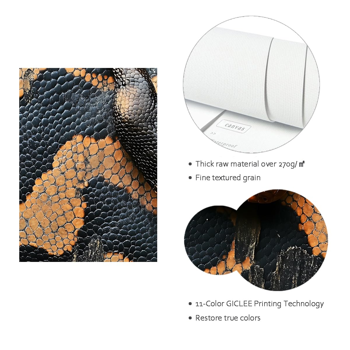 UIRINGART Snake Canvas Wall Art Print Snake Texture Printing Modern Canvas Pictures Art Art Poster Gad Painting For Living Room Bedroom Home Decor 80x125cm