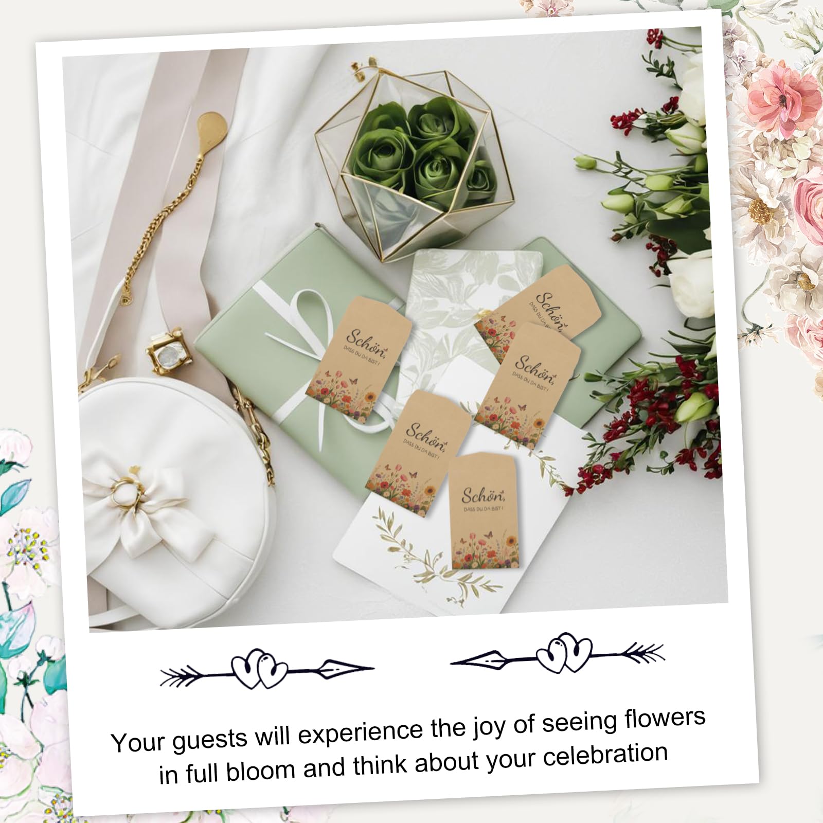 60 sacchetti per semi, per bomboniere, semi di fiori, sacchetti regalo, sacchetti di carta, semi di fiori (marrone