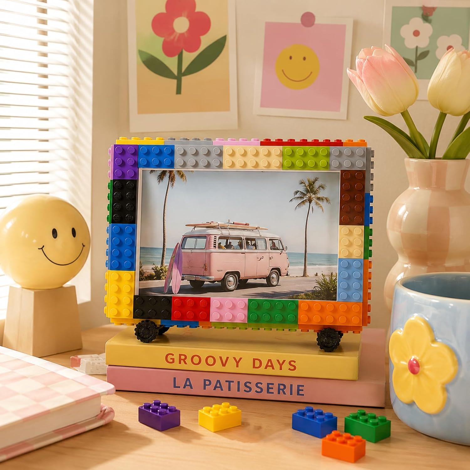 Fun Creative DIY Colorful Picture Frame Building Block with Wheels image 4