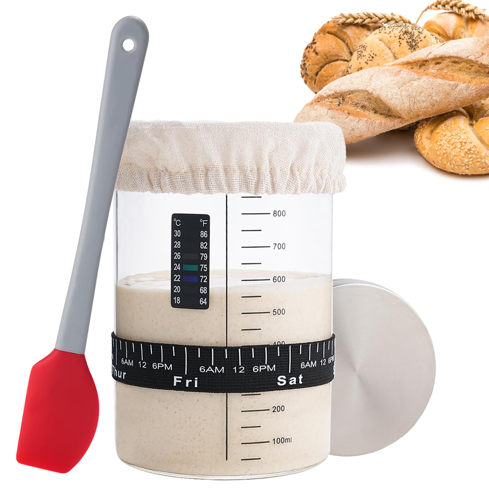 INOBYO 34oz Borosilicate Sourdough Starter Jar