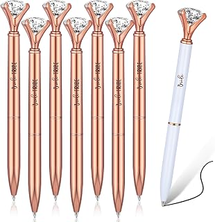 Tenare 8 Pcs Bridesmaid Proposal Gifts Will You Be My Bridesmaid Pen Bridal Shower Bride Crystal Diamond Ballpoint Pens Presents for Wedding Bachelorette Party Supplies(Rose Gold, White)