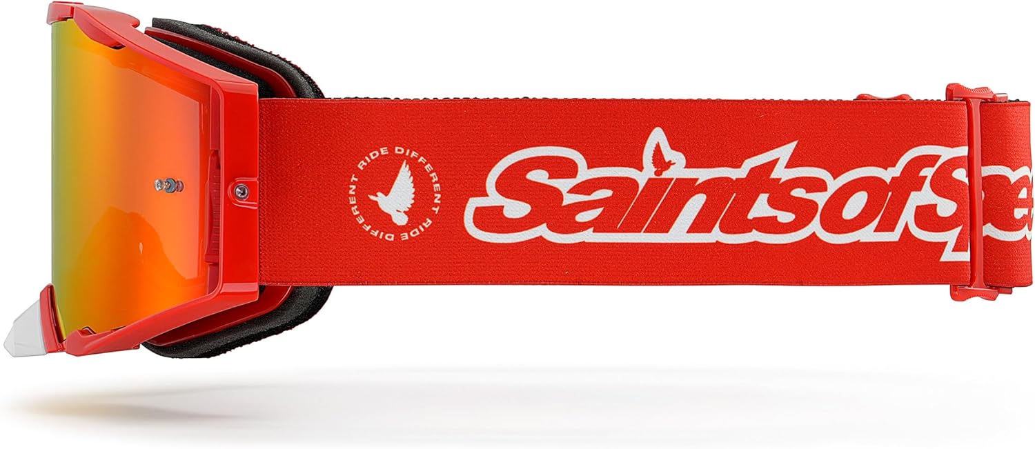 Saints of Speed Anthem Dirt Bike Goggles – Motorcycle Goggles for Motocross, MX, MTB, SXS, Fog & Scratch-Defying, UV Defense, Interchangeable Lenses (Spark)