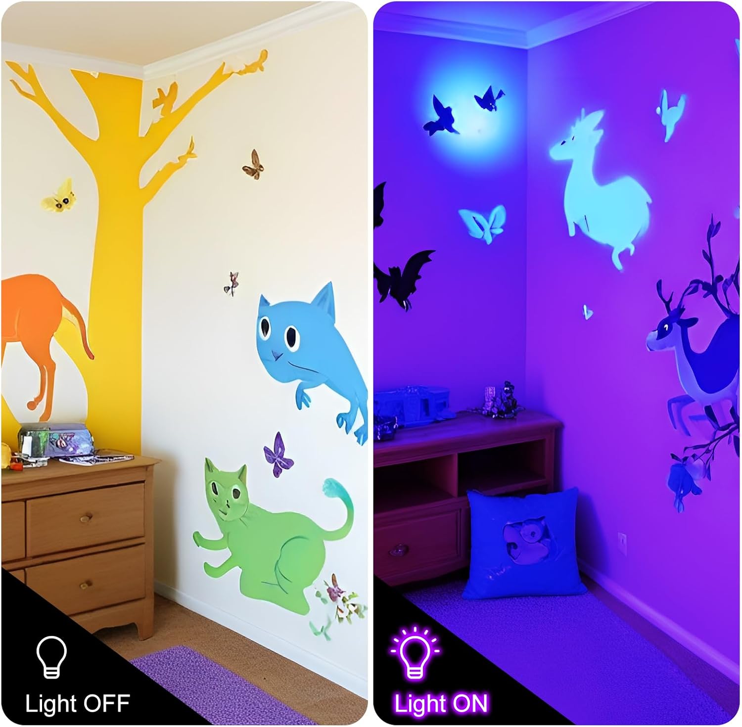 T-SUN 30W LED Black Lights 4 Pack, Blacklight Flood Light with Plug, Outdoor Waterproof Black Flood Lights for Halloween Decoration, Neon Glow for Party Fluorescent Poster, Body Paint