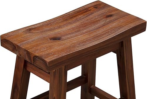 Miniatura 7 de Boraam Sonoma - Taburete alto sin respaldo para comedor, cepillo de alambre castaño, juego de 2