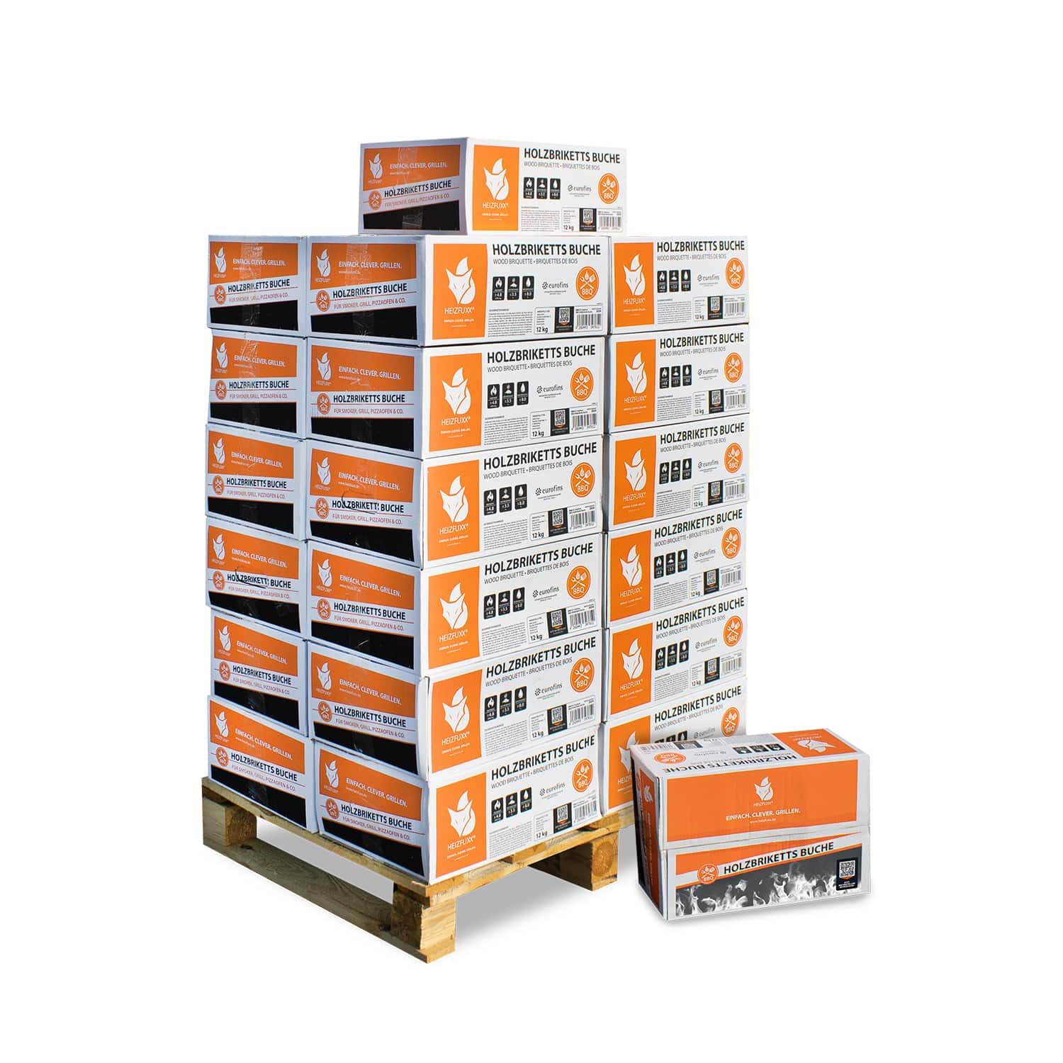 HEIZFUXX NESTRO M Holzbriketts Hartholz im Karton 300 kg (25 x 12 kg) 1 Palette