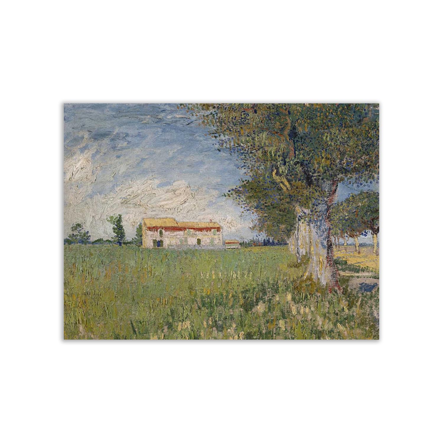 Poster Van Gogh Boerderij in een korenveld impression sur papier grand format 100x75 cm