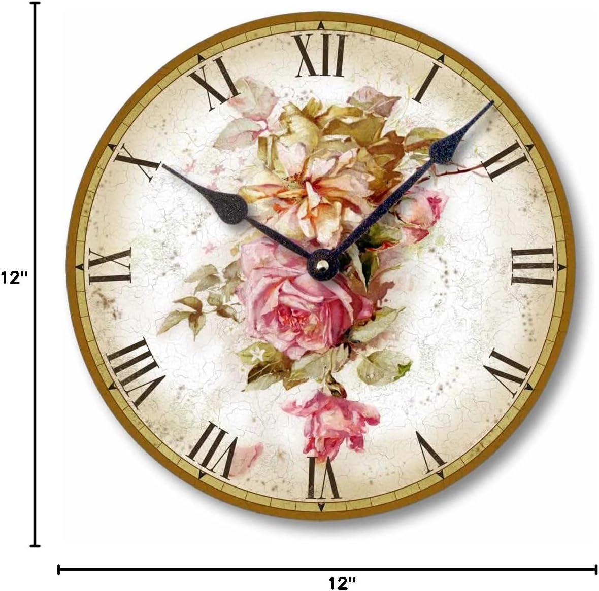 Item C6004 Vintage Victorian Style Pink Roses Clock (12 Inch)