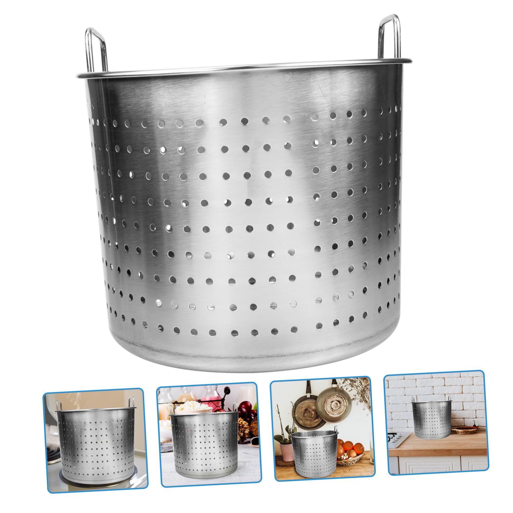 Olla Para Cangrejos De Río Grande De Acero Inoxidable Diseño Perforado Resistente, Cubo Metálico Seguro Para Estofado De Mariscos y Cocina Exteriores