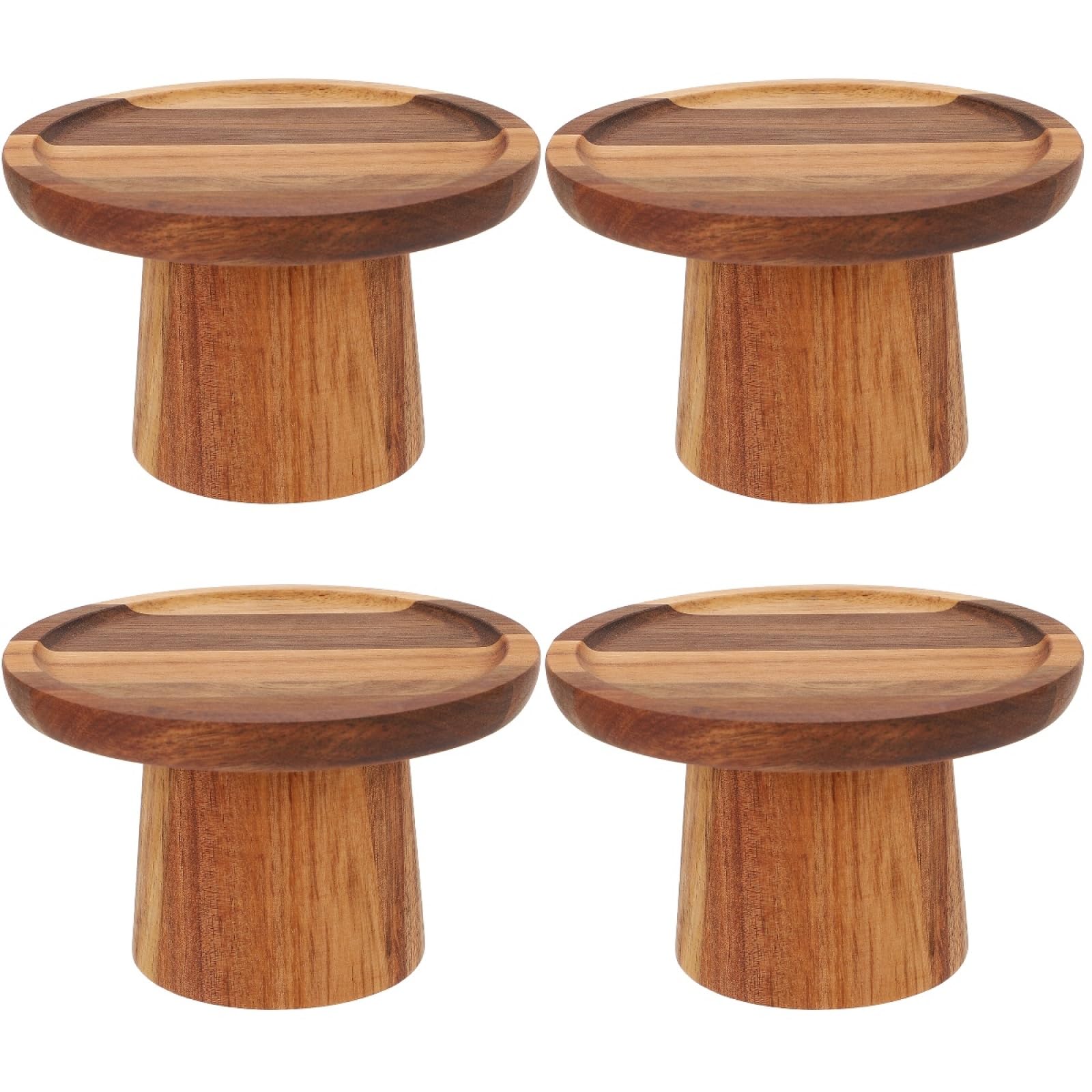 Abaodam 4 Pièces Moule À Gâteau Apéritif Tranches De Bois pour Centres De Table Support À Gâteau pour Dessert Plateau De Service en Bois Mini Support À Gâteau Plateau De Garniture Support