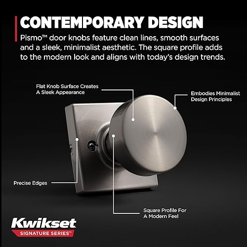 Vista 121 de Kwikset Pismo - Manija con cerradura y llave, para exterior, puerta de entrada y dormitorio, con seguridad antirrobo SmartKey Rekey y Microban, Mate