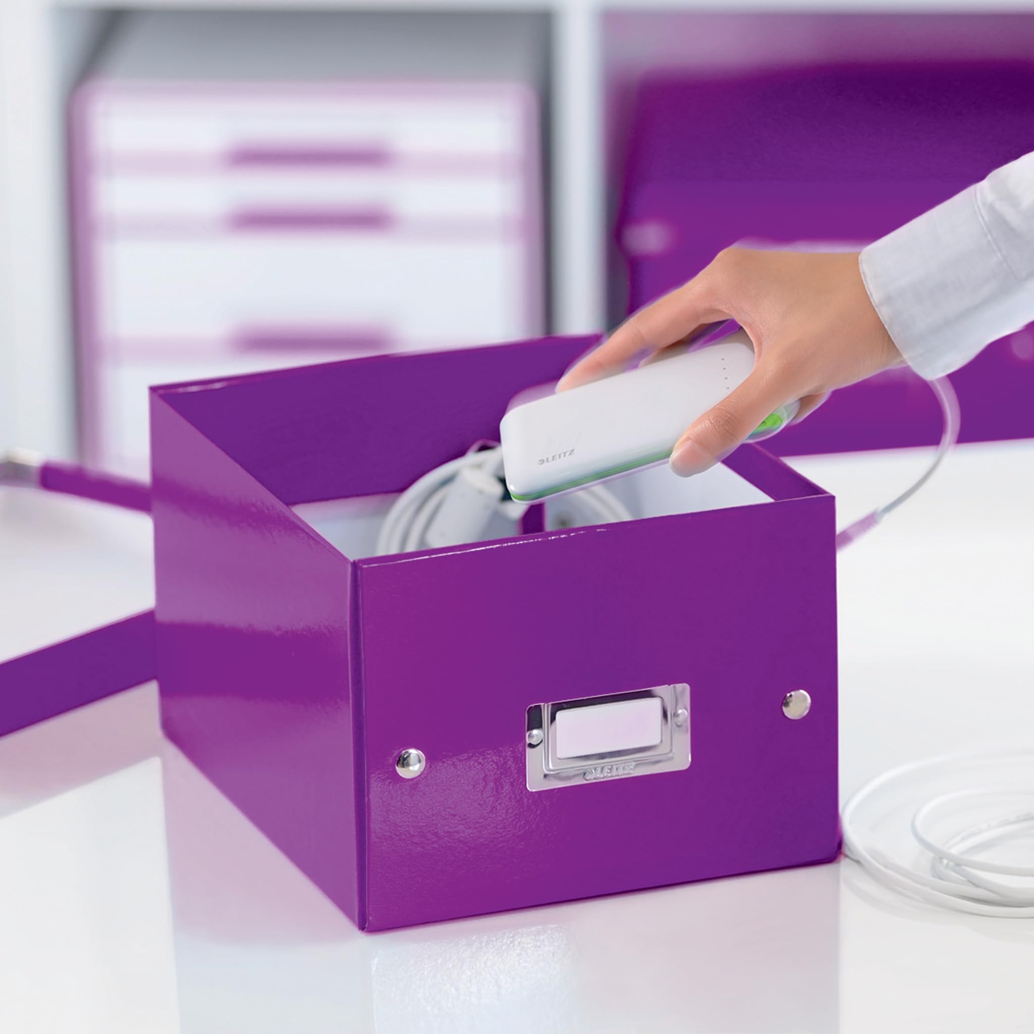 Leitz A5 Storage Box, Click and Store Range 60430001 - Small, Purple Storage Box A5