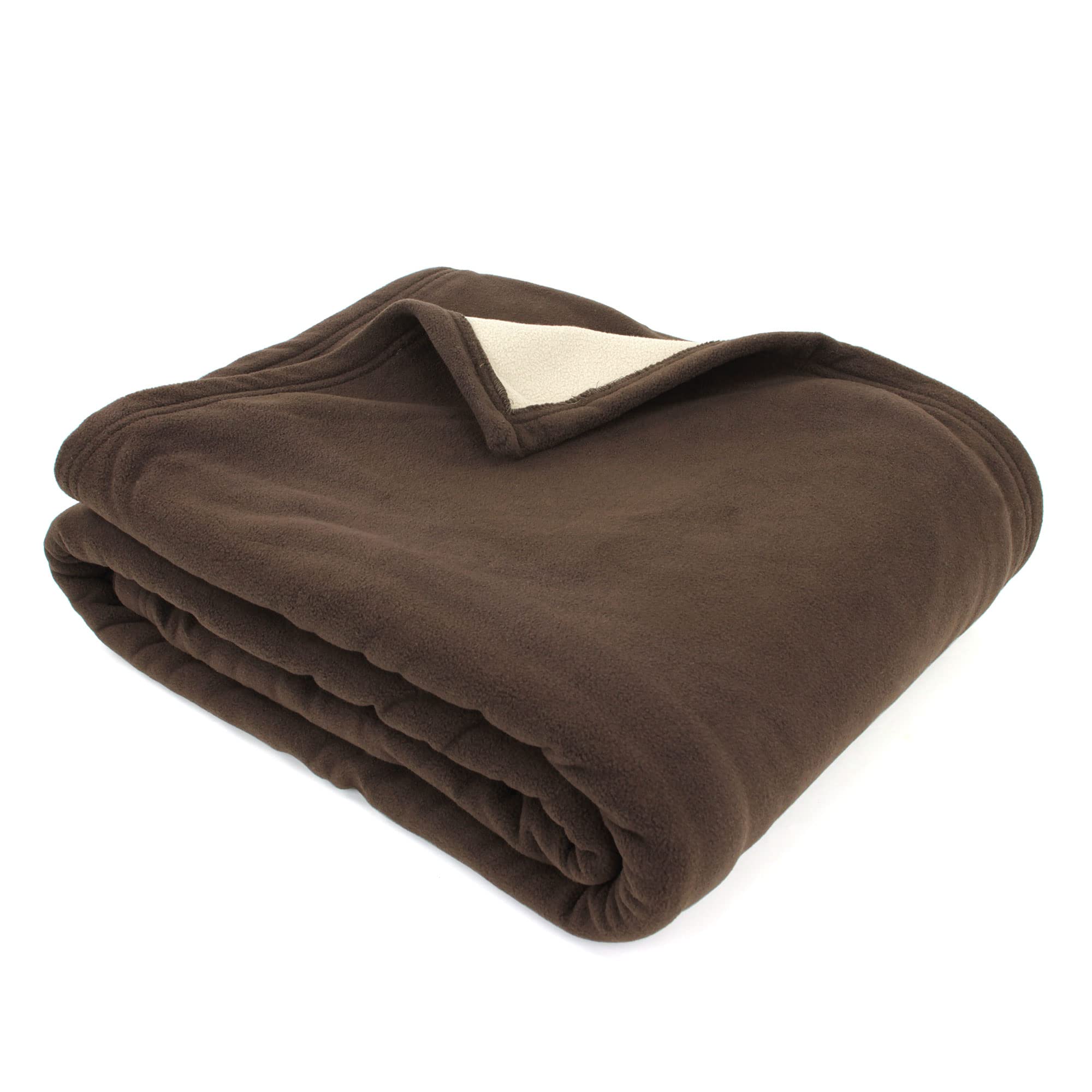 Coperta in pile lusso 180 x 220 cm 100% poliestere 430 g/m2 modello Narvik Marrone