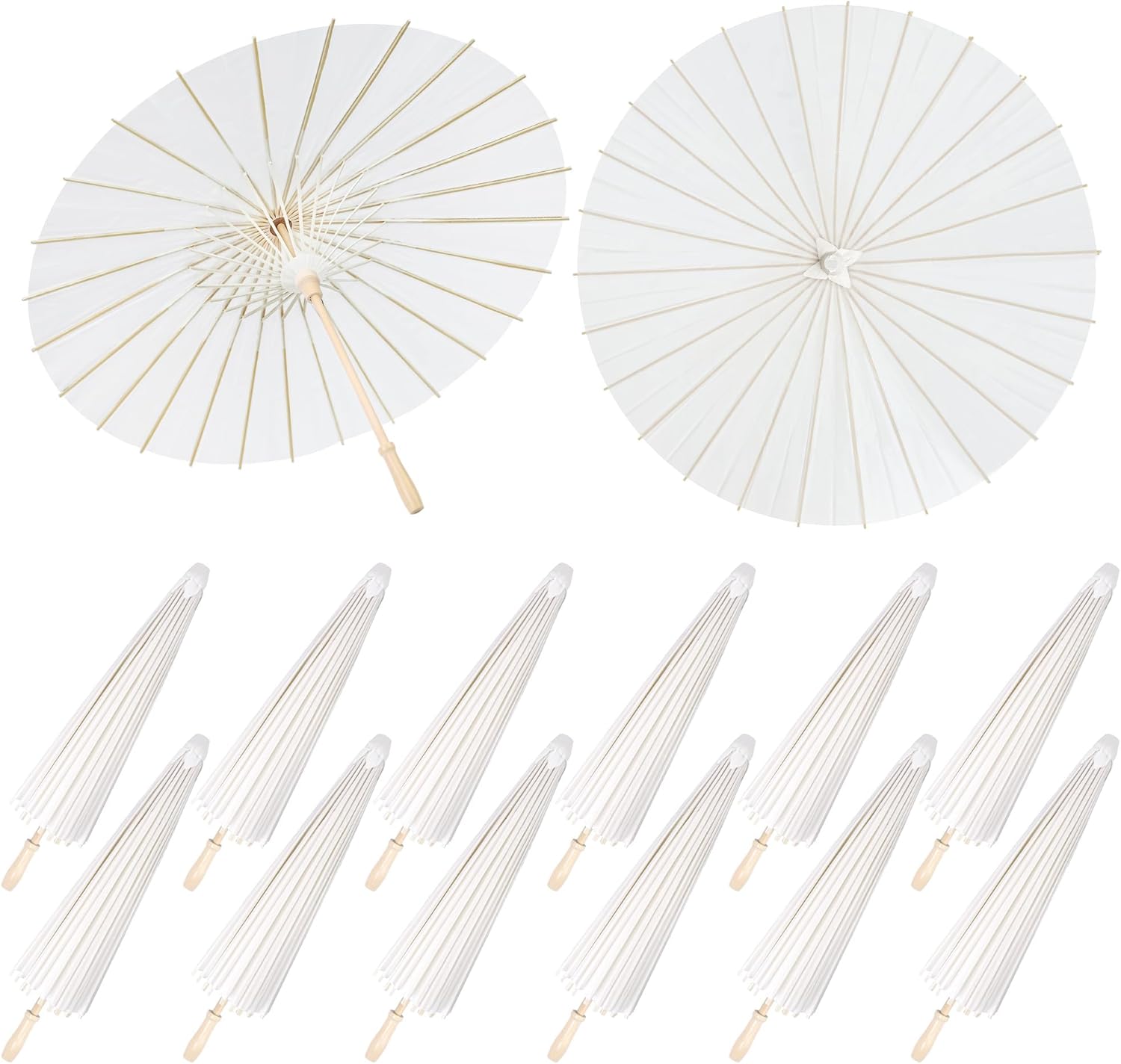 Aodaer 12 Pack 33 Inches Paper Umbrellas for Wedding Chinese Japanese Parasol Paper Decorative Oiled Umbrella DIY Painting Crafts for Bridal Party Decor Photography Props, White 12 White
