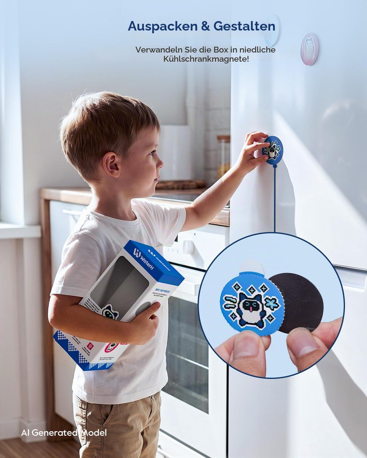 BOOST Intelligente Wasserflasche mit Erinnerungsfunktion & Tracker, 470 ml Trinkflasche für Kinder (Schule), DIY Kühlschrankmagnete, BPA-frei, vakuumisolierter Edelstahl, ideal für Reisen & Camping
