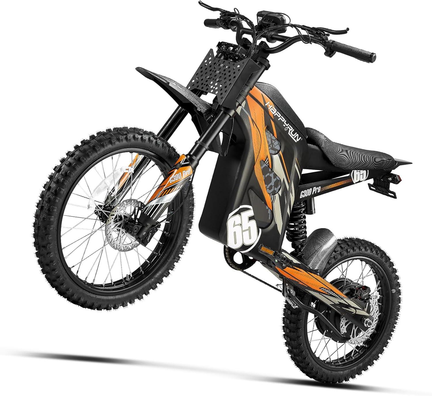 HAPPYRUN G300 Pro Electric Dirt Bike for Adults, 6500W Motor - 45° Slope, 50 MPH and 60-Mile Range 72V/30Ah Removable Battery, Hydraulic Brakes & Full Suspension Electric Motorcycle
