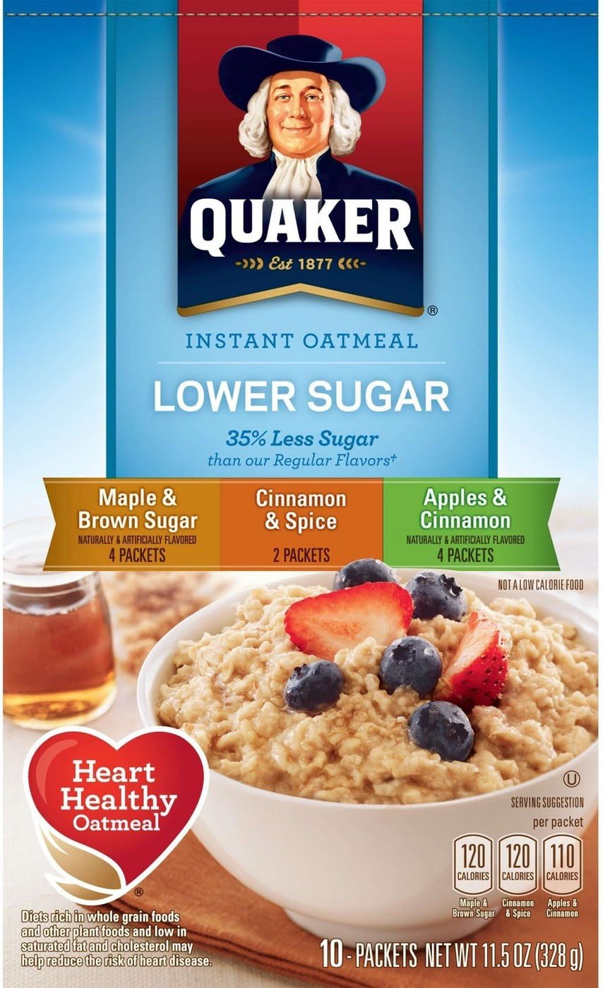 Amazon.co.jp Quaker Instant Oatmeal Lower Sugar クエーカーインスタントオートミールロウシュガーバラエティパック320g（32g x 10袋