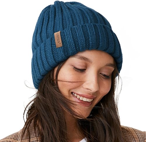 FURTALK - Gorro de punto para mujeres y hombres, forro polar de doble capa, grueso sombrero de invierno