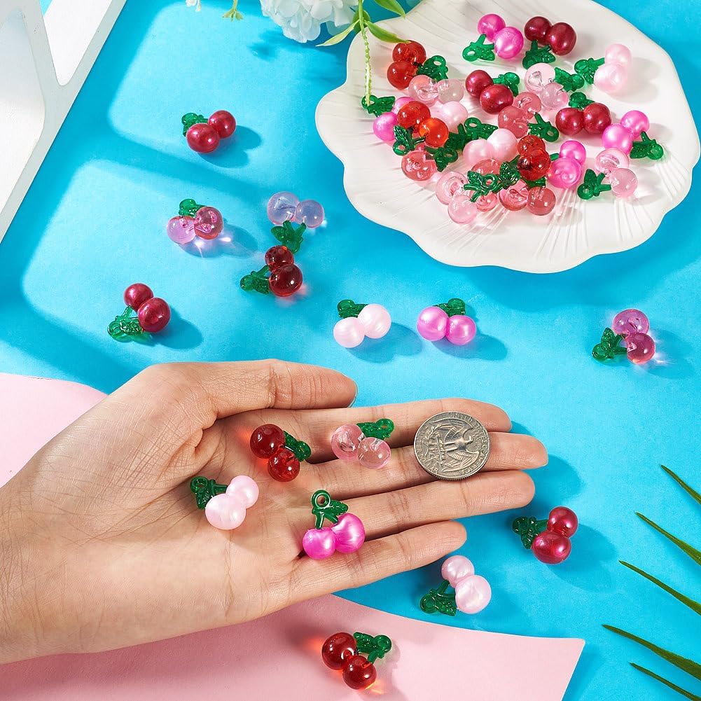 FASHEWELRY 36Pcs Resin Cherry Charms Mixed Color Vivid 3D Fruit Charms Cute Tiny Food Cherries Dangle Cherry Pendants for Keychains Earrings Bracelets Necklaces DIY Crafts Jewelry Making - Image 6