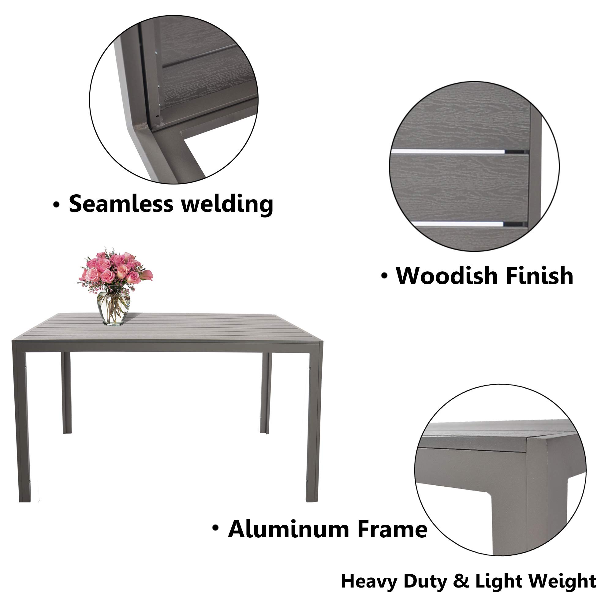 Buy LuckyerMore Patio Dining Table Outdoor Metal Table Aluminum