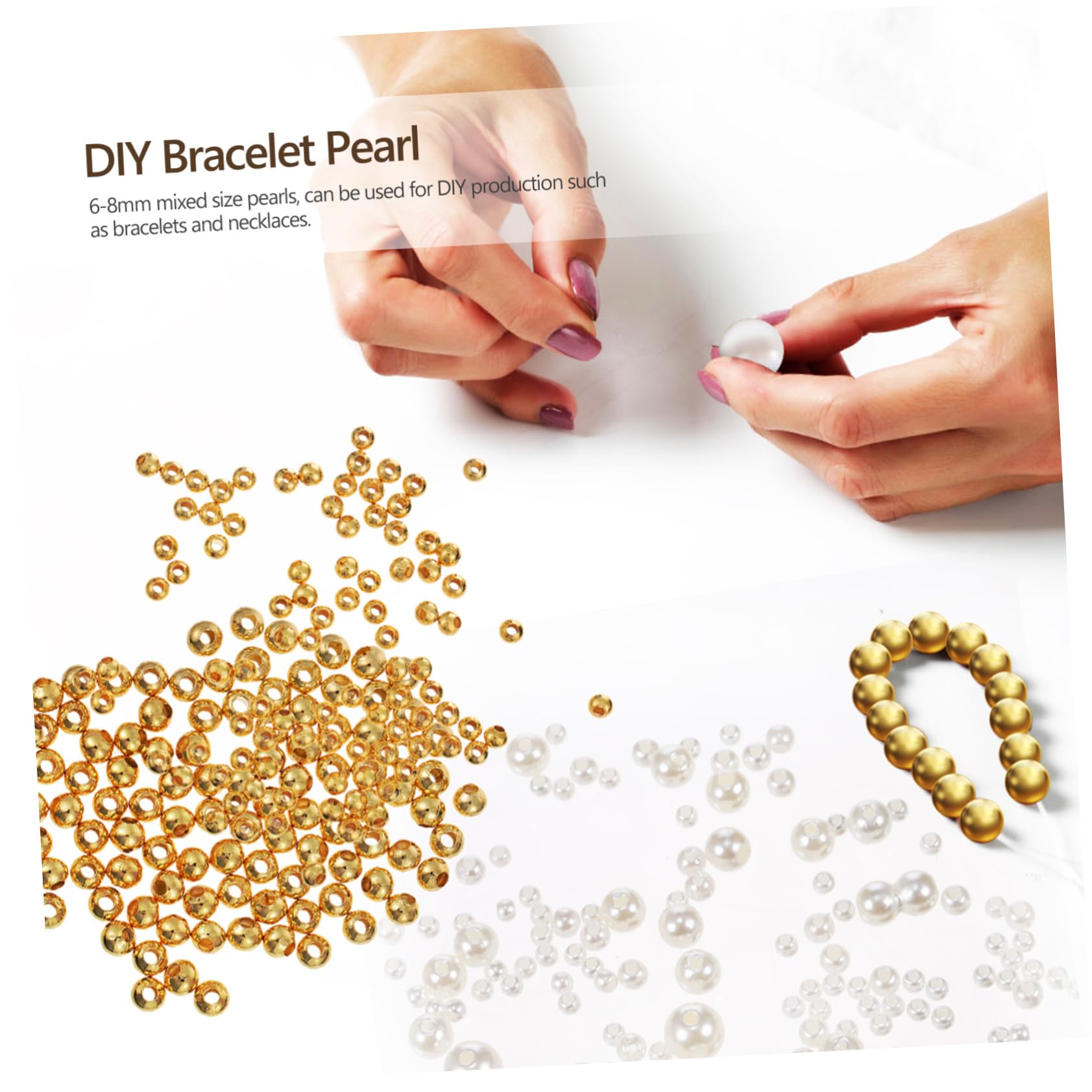 Gadpiparty 3 Sätze Perlen + Perlenzubehör Rund Verschiedene Schmuckanhänger Lose DIY Abstandshalter Bügelperlen Set Abstandsperlen Bastelperlen Elegante Kleine 900 Stück * 3