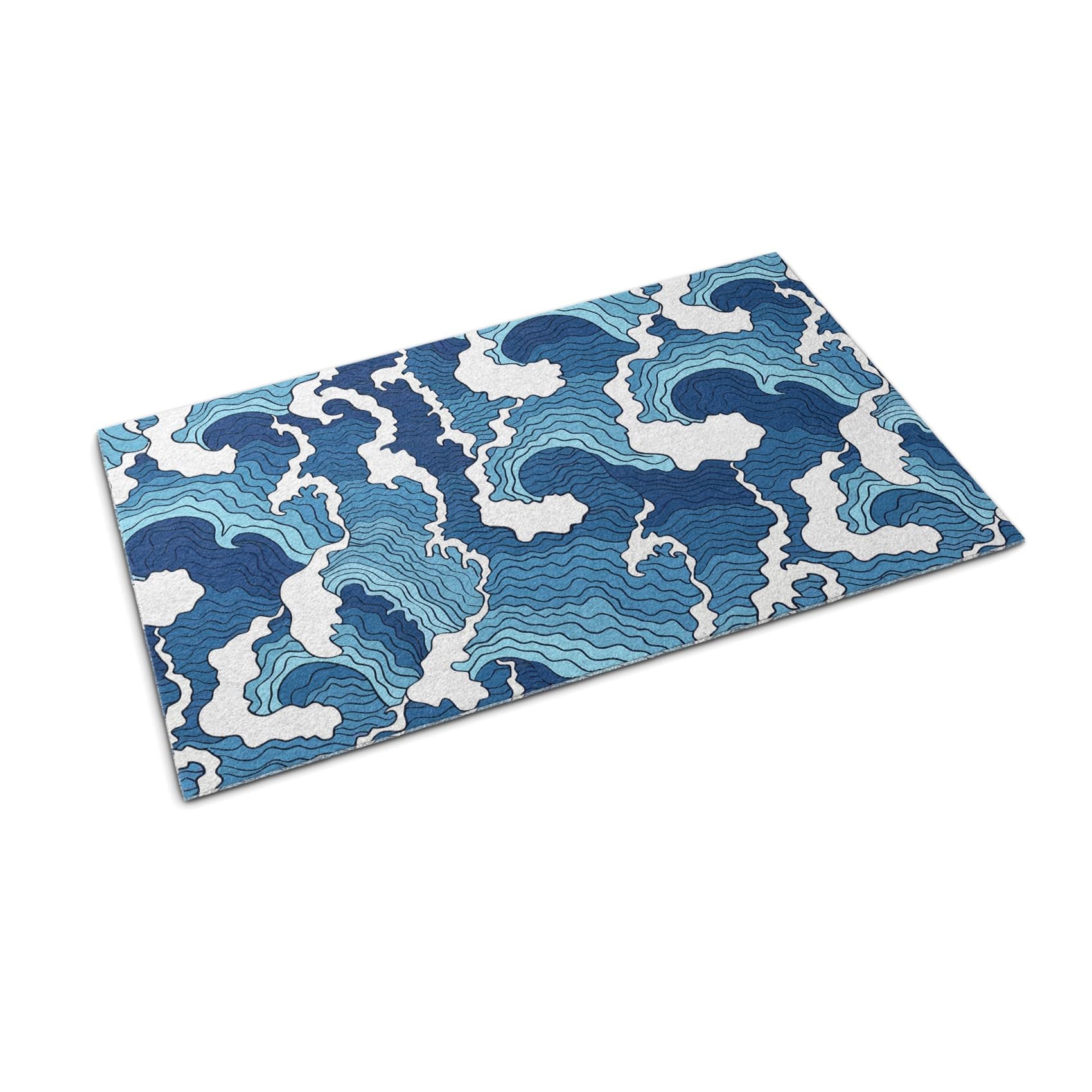 Tapis de sol vagues japonaises pour garder une maison propre dès le pas de la porte