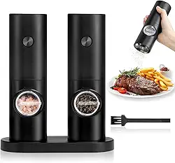 Moedor Elétrico de Sal e Pimenta, Conjunto com 2 Unidades, 70ml, Preto