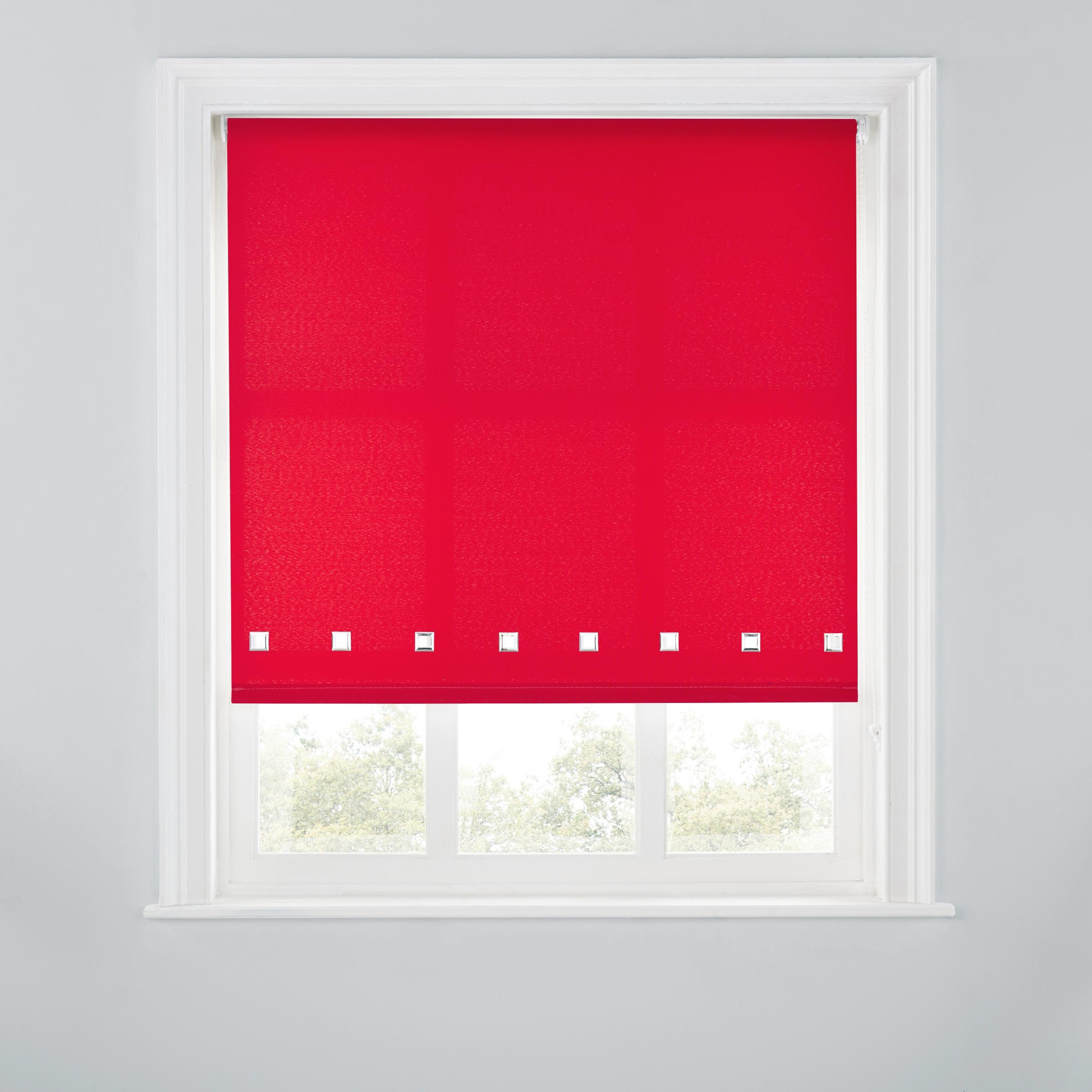 Trimmable Square Eyelet Roller Blind - 5FT - RED - 150cm(W) x170cm(L) — image 1