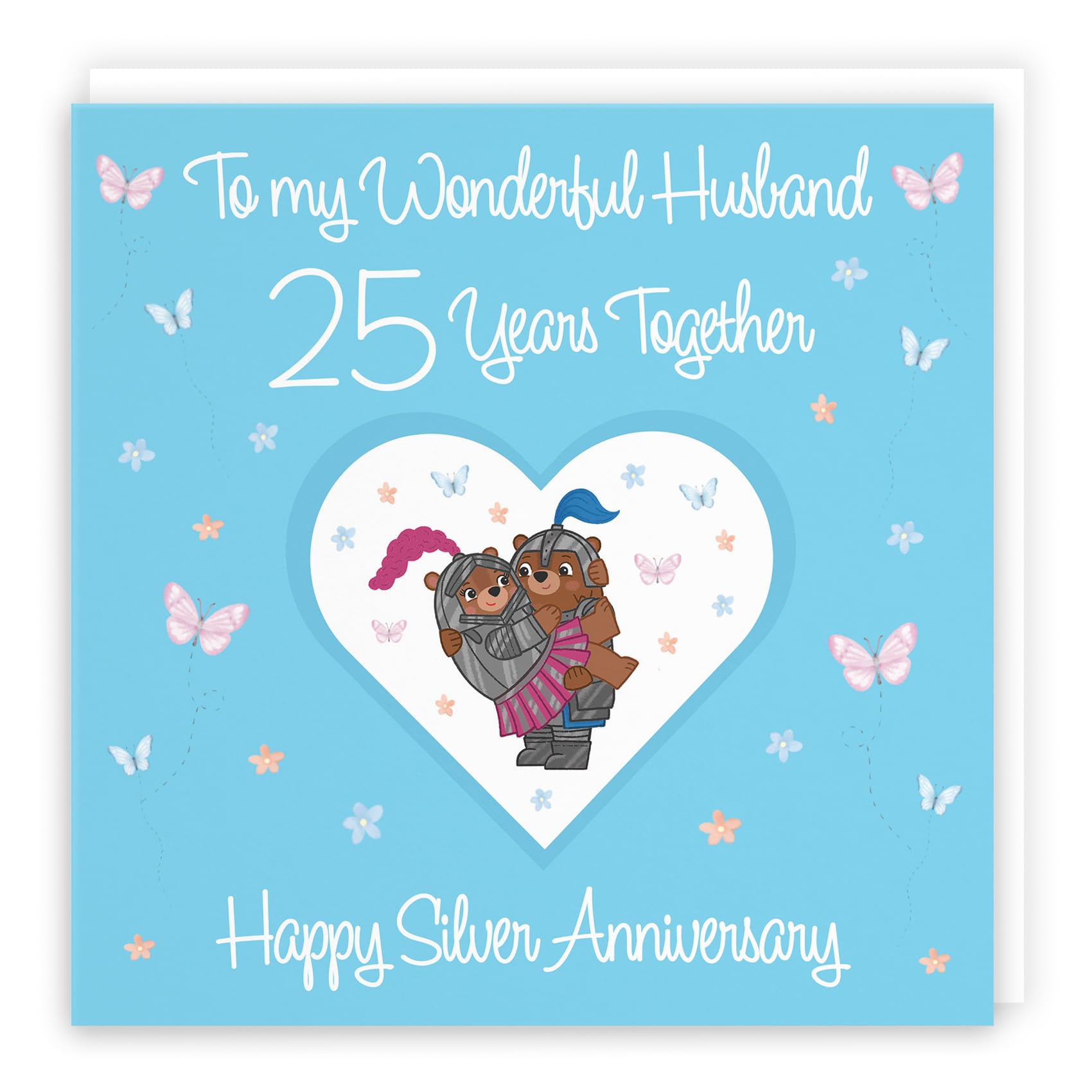 Hunts England, Husband 25th Anniversary Card, 25 Years, Silver Anniversary, Romantic Meadows, Fun Card