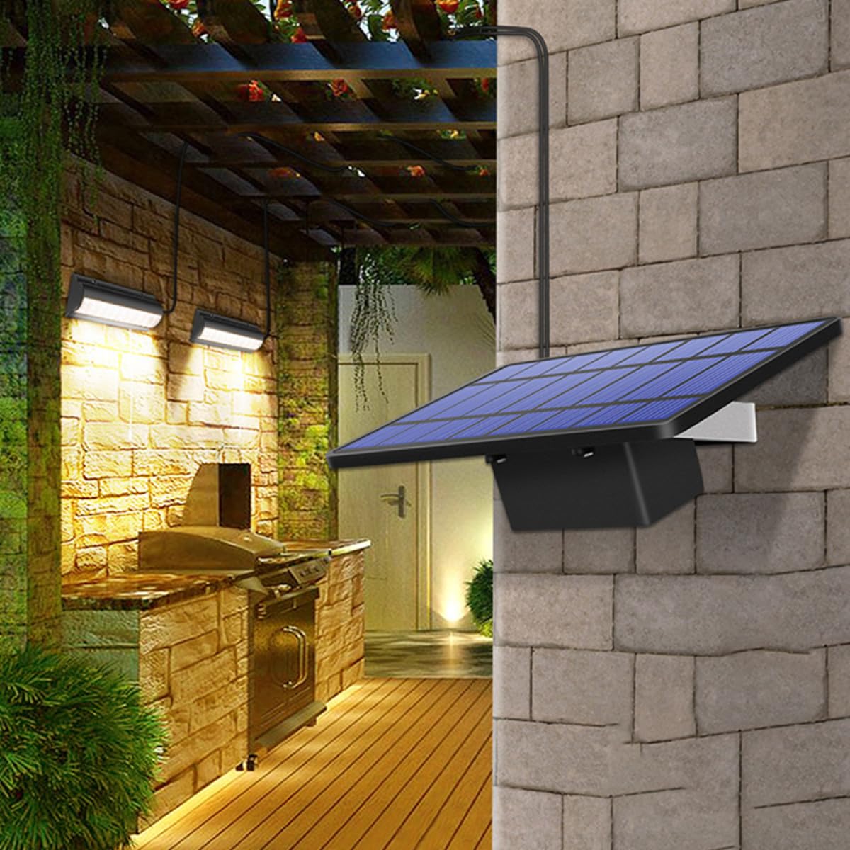 Ciieeo Solar Außenwandleuchte 1 Satz Abs Schwarz mit Zugmechanismus | Sanfte, Gleichmäßige Lichtabgabe, Geringer Energieverbrauch, für Outdoor und Landschaftsbeleuchtung