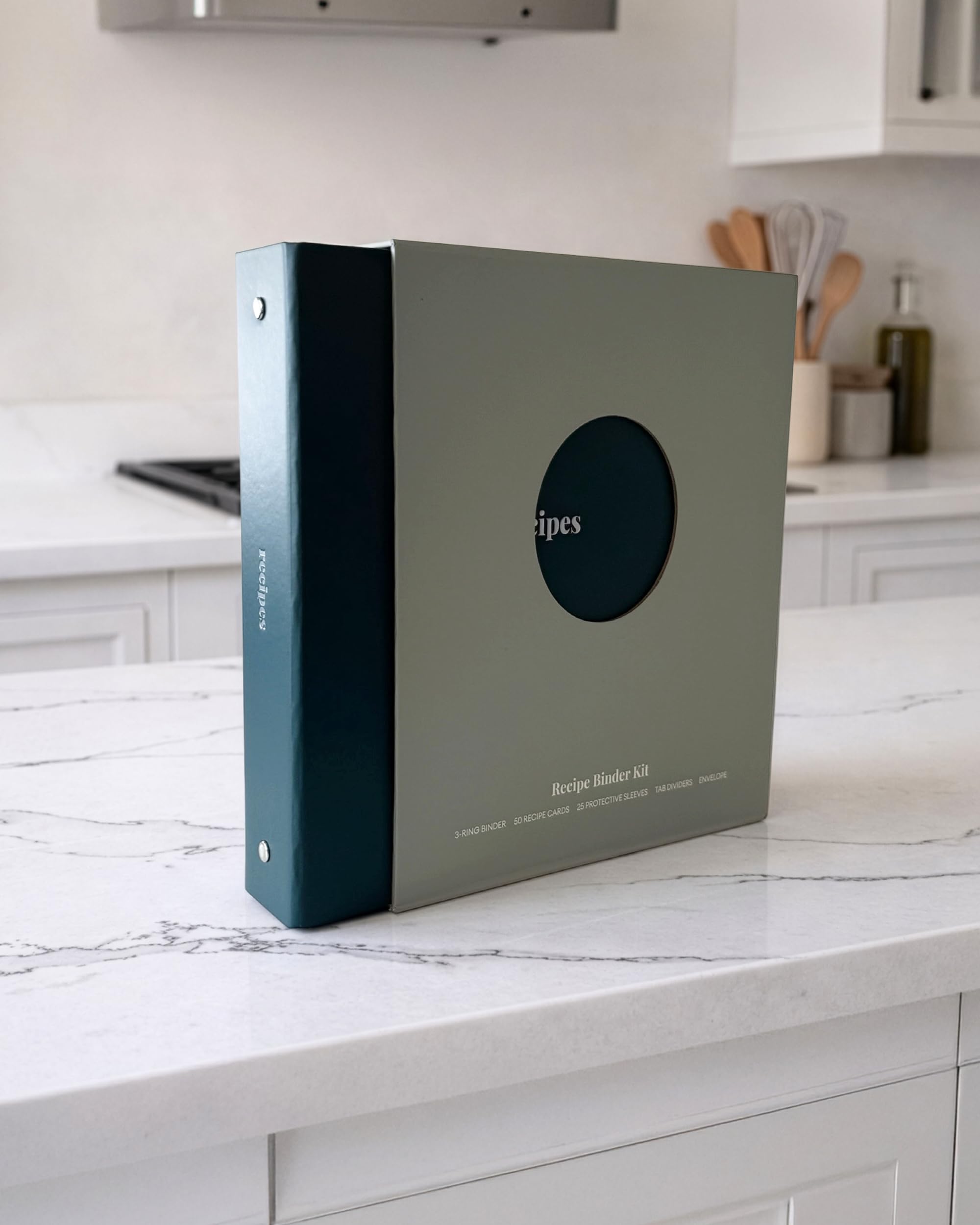 Kunitsa Co. Carpeta de recetas - Organizador de recetas de cocina con fundas protectoras - Soporte de recetas para almacenamiento de cocina