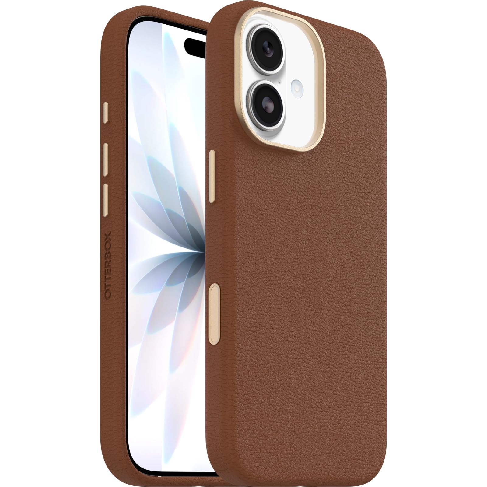 OtterBox Symmetry Series Cactus Leather MagSafe Case for iPhone 17, Shockproof, Drop proof, Protective Thin Case, 3x Tested to Military Standard, Brown