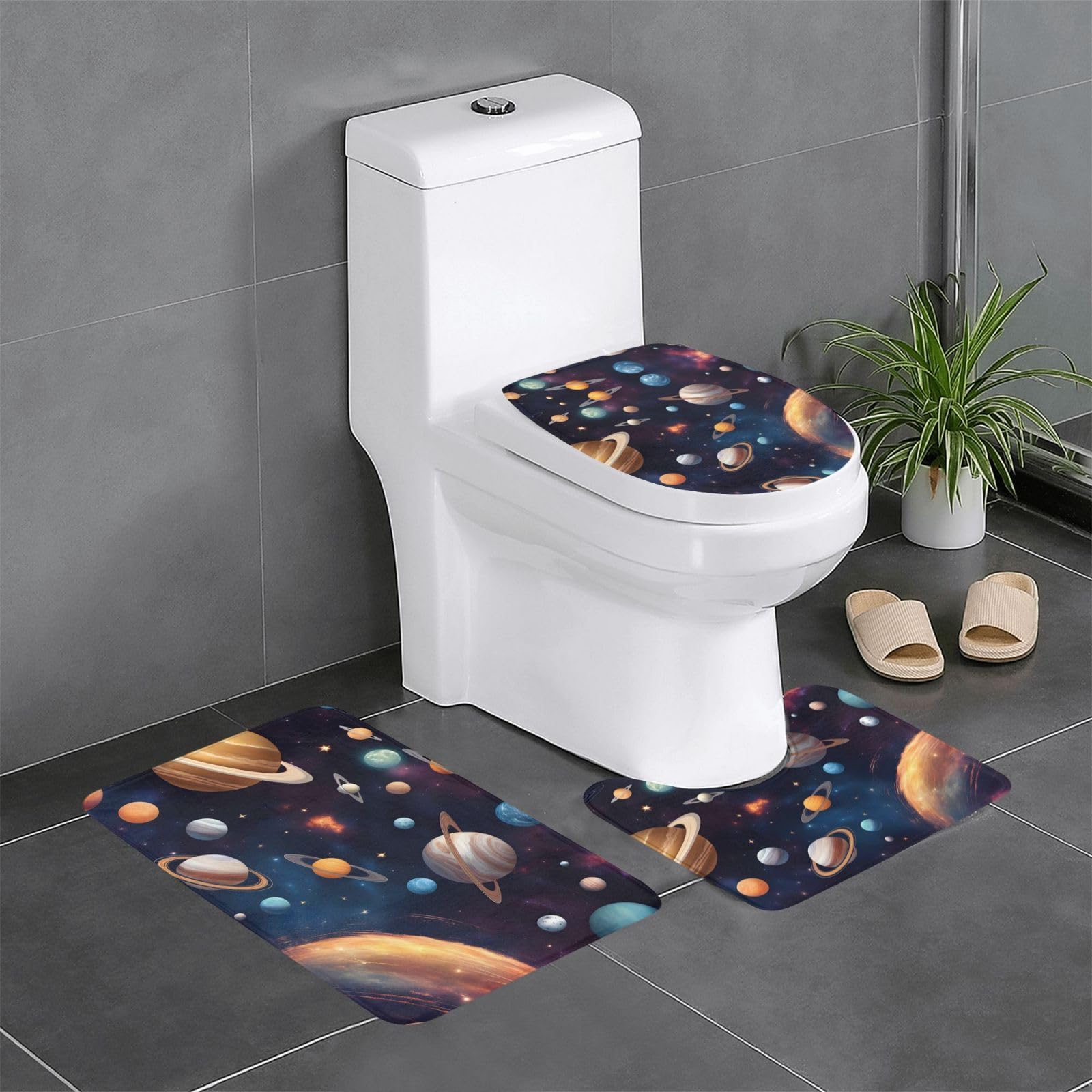 Tapis de salle de bain antidérapant univers galaxie fini les glissades lot de 3