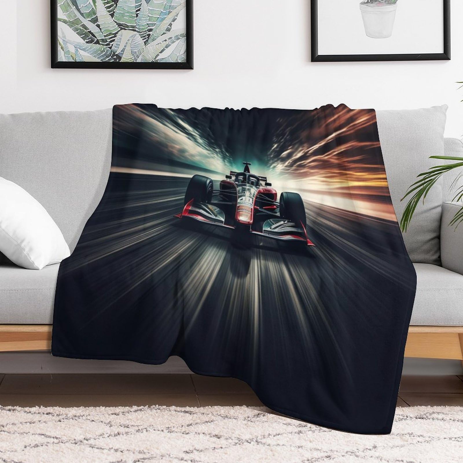 F1 Rennen Dick Decke Weich Wärme Gemütlich Flannel-Fleece Sofadecke Deckeldecke 3D Bilder Wohndecke Für Bett/Sofa （150×200cm）