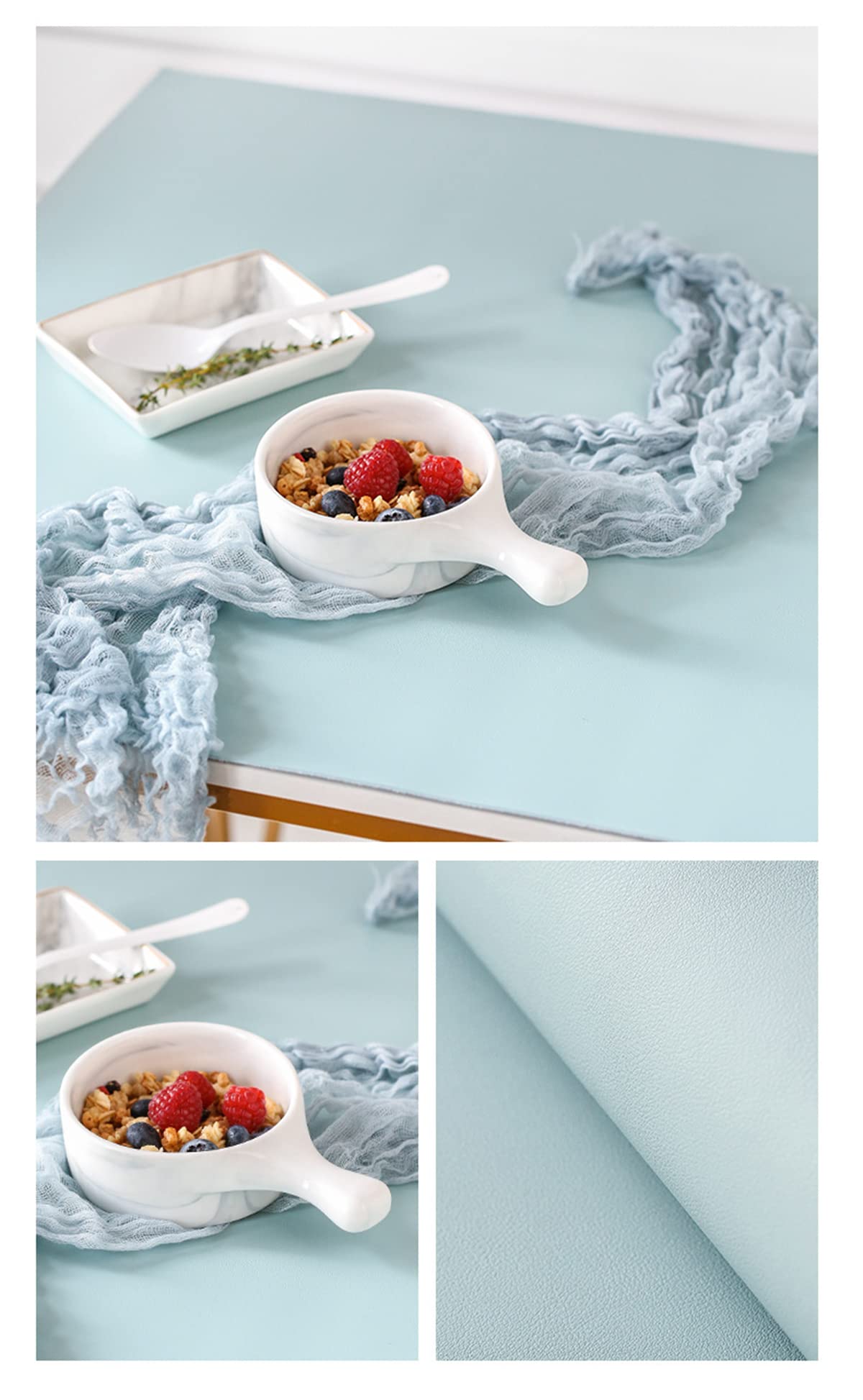 Sottomano da scrivania in ecopelle, antiscivolo, impermeabile, facile da pulire, 50 x 120 cm, colore: azzurro