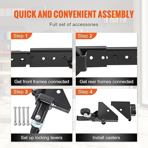 Miniatura 5 de VEVOR Base móvil universal ajustable, capacidad de carga de 700 libras, base móvil de alta resistencia, base móvil rodante con palancas de bloqueo,