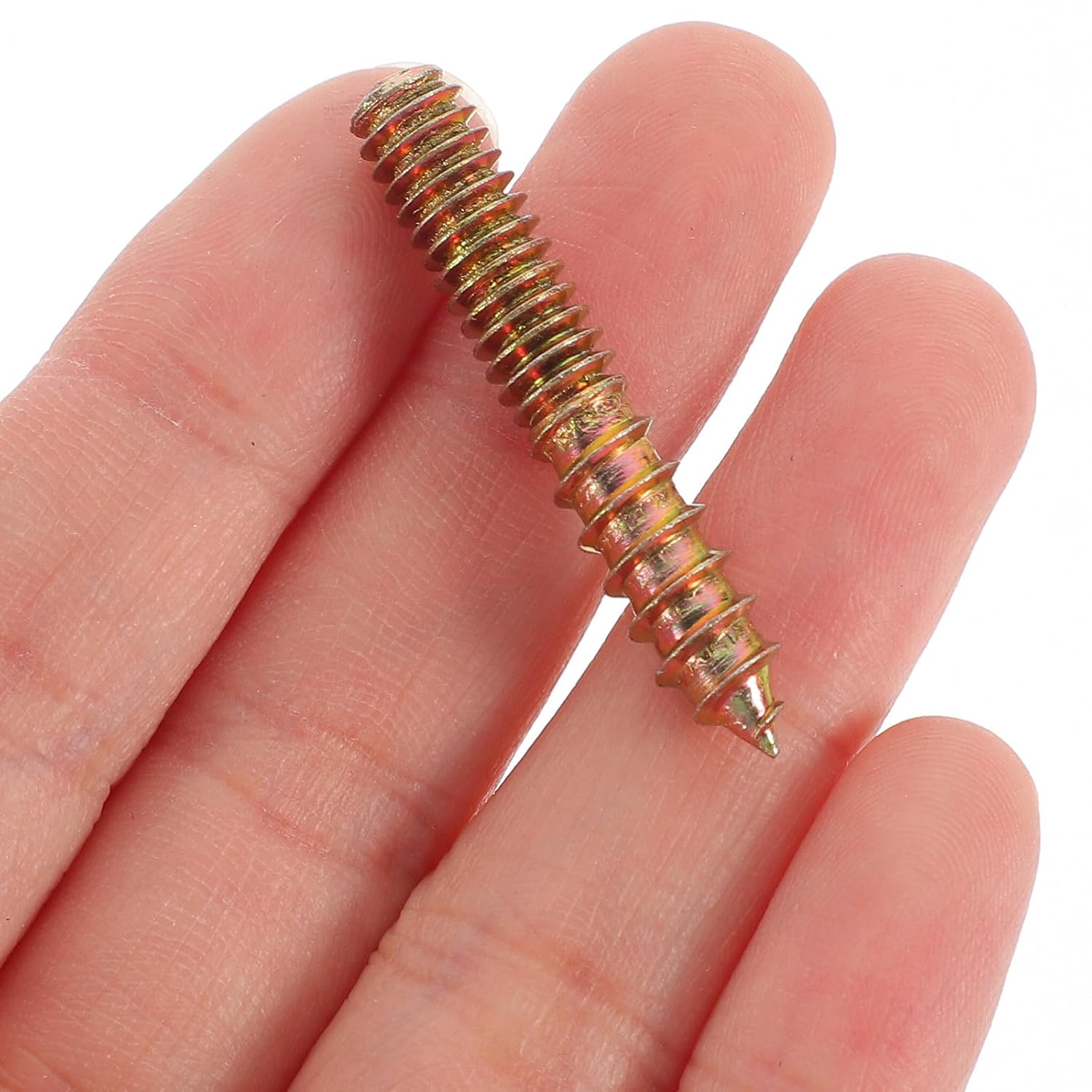 100pcs Steel Double Head Hanger Bolts 1/4 Coffee Self Tapping