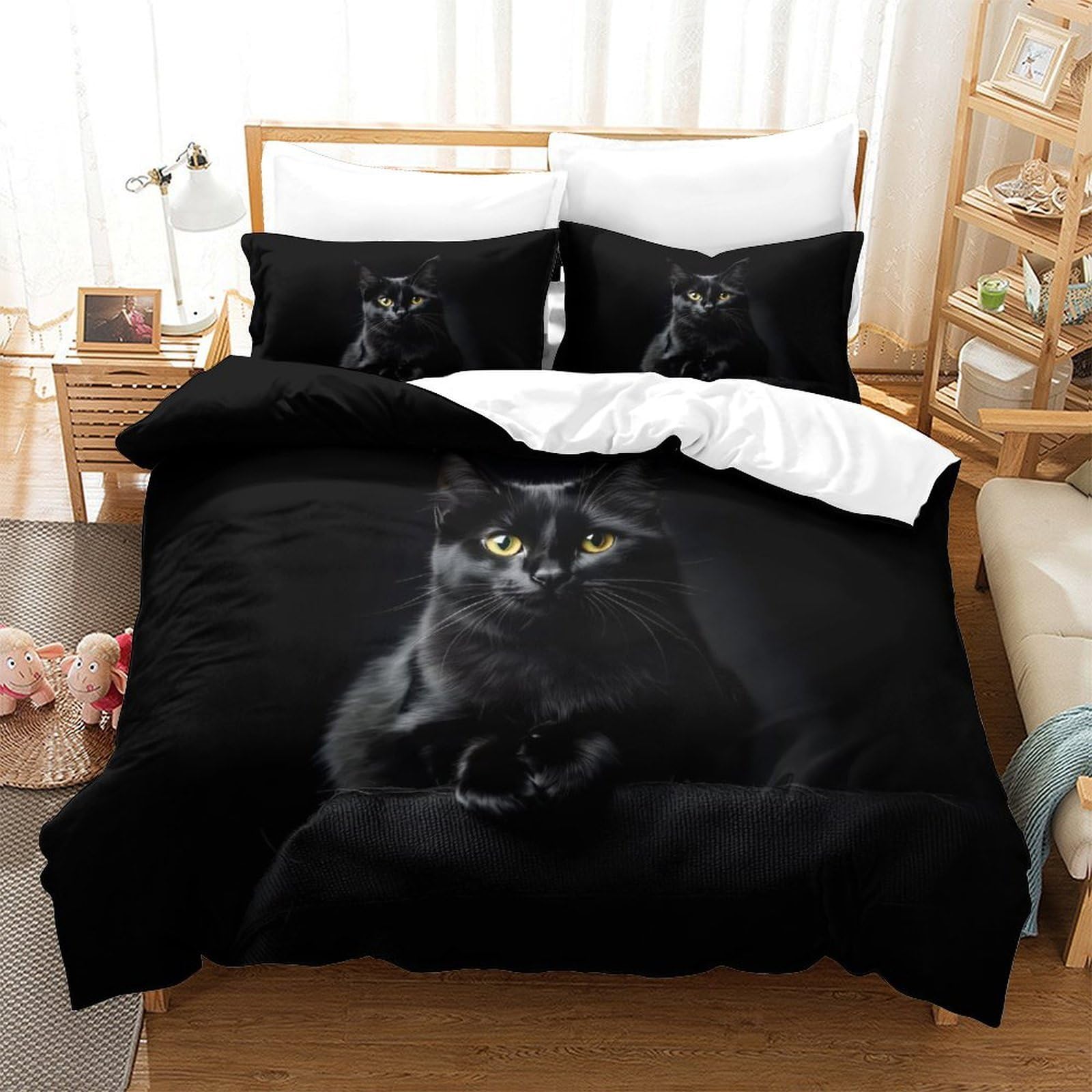Housse de couette chat noir pour décorer la chambre des enfants