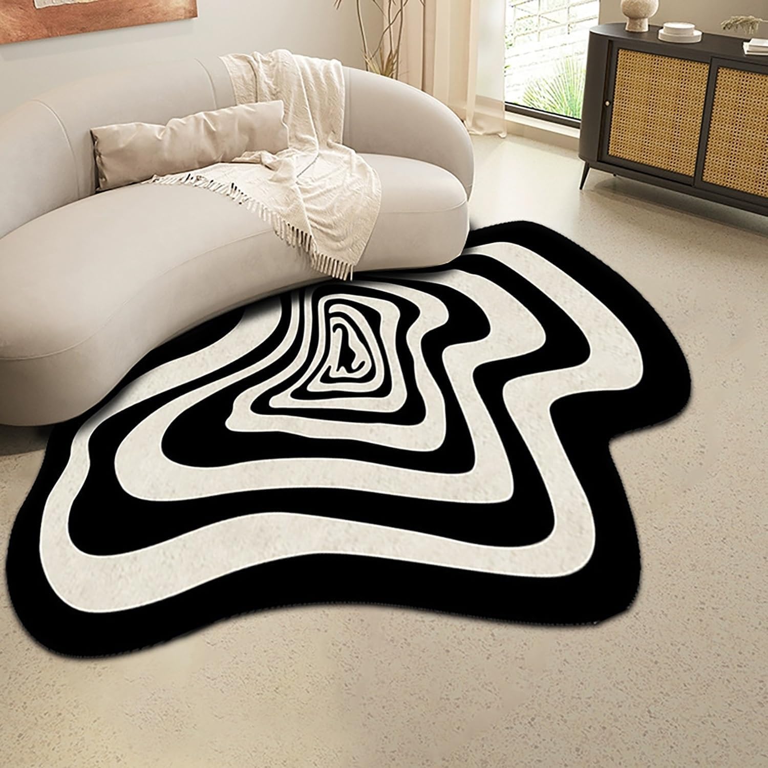 Tapis antidérapant en fausse laine ovale pour sécuriser les parquets glissants