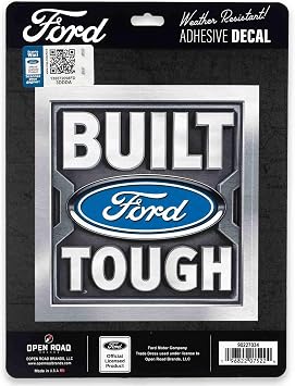 Ford Built Tough Adhesive Vinyl Decal - Ford Sticker Decal for Auto, Car, Truck or Laptop