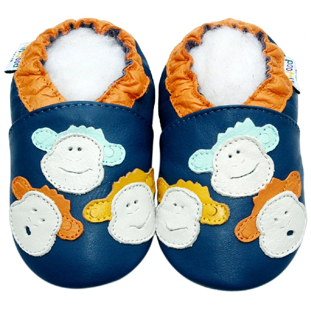 Soft Sole Leather Baby Shoes Infant Toddler Child Kid boy Crib Shoes Monkey ble (24-30month, Blue)