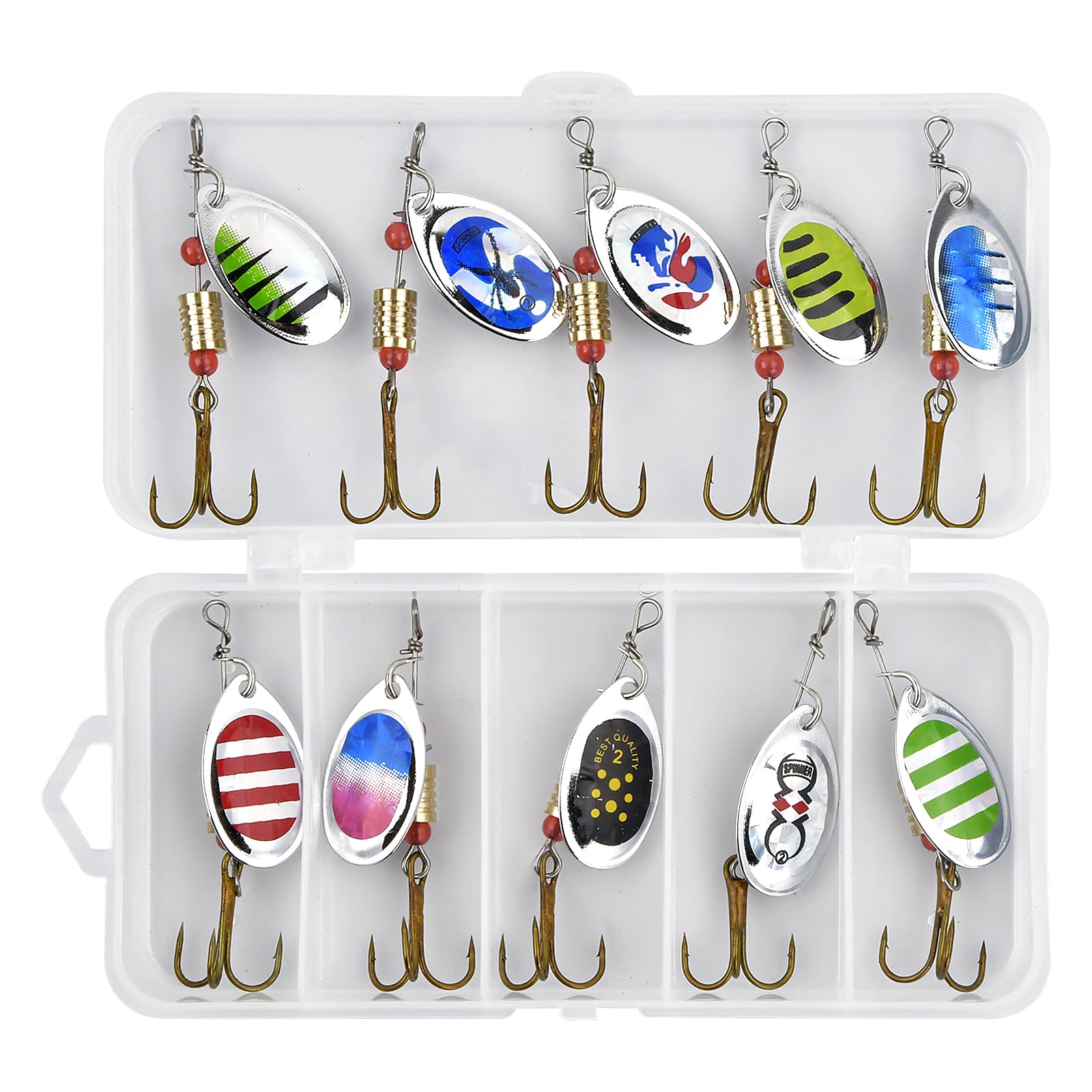 Ondulanti Trota 5 Cucchiai Da Pesca Olografici In Argento Colato, Da 2 Oz, Per Acqua Salata - Esche Artificiali A Forma Di Coccodrillo Esche Cucchiaio Pesca - Foto 2