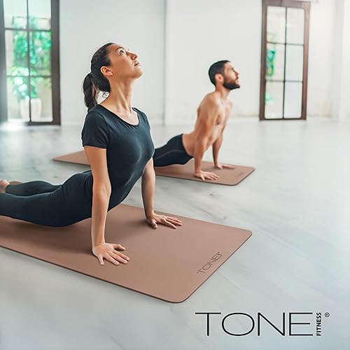 Miniatura 8 de TONE Fitness Esterilla de yoga antideslizante de 14 pulgadas de grosor para ejercicios y pilates para entrenamientos en casa con correa de